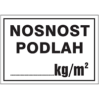 Značka Nosnost podlah, hliník, 300 × 400 mm